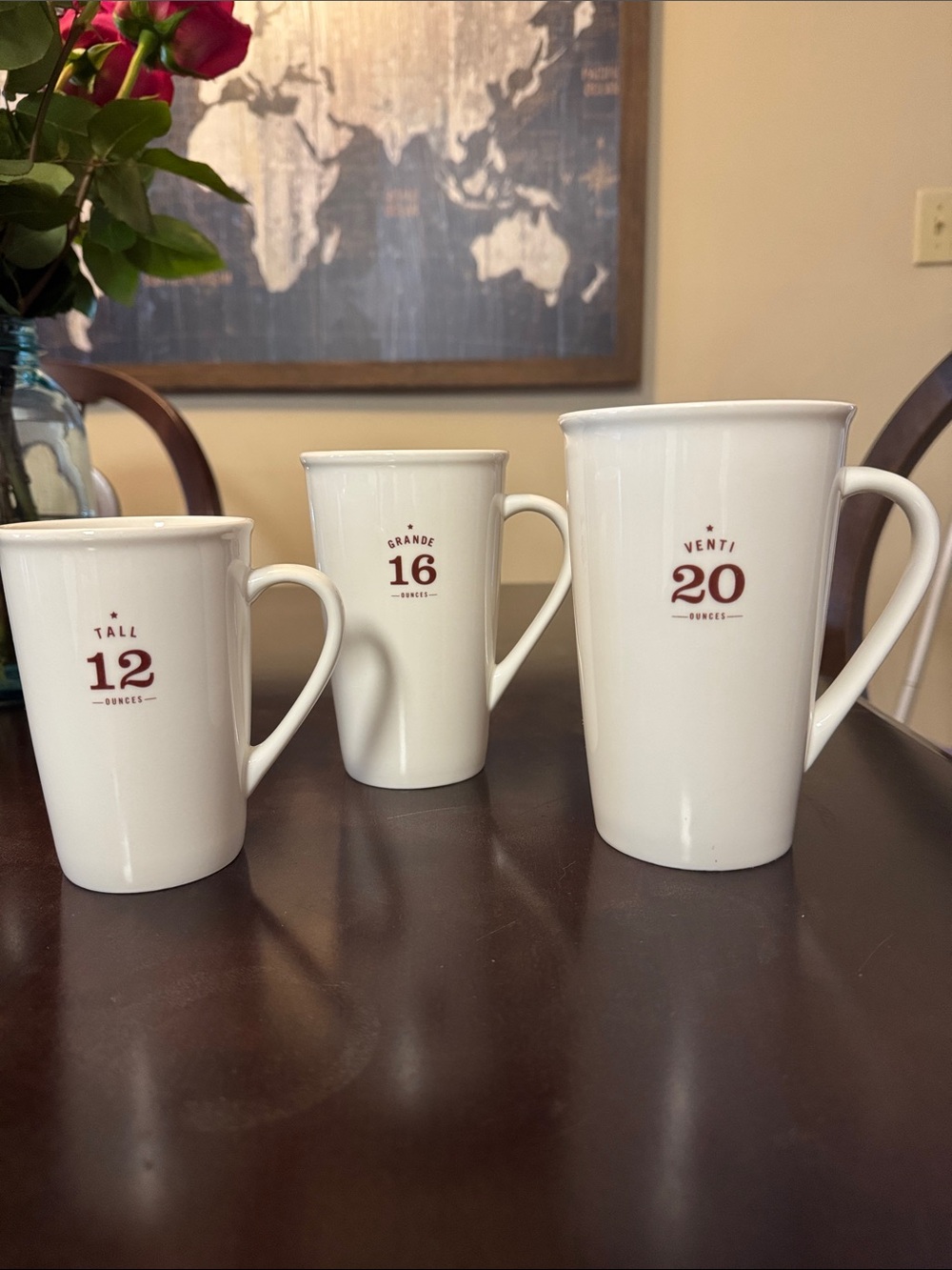 Vintage Starbucks 2010 White Ceramic Mugs Set - Tall, Grande and Venti